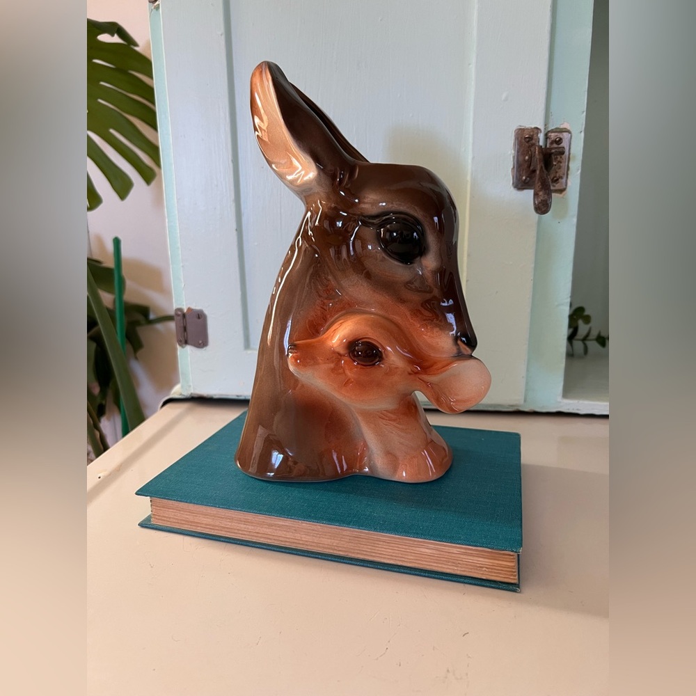 Vintage Royal Copley Deer & Fawn Planter or Vase